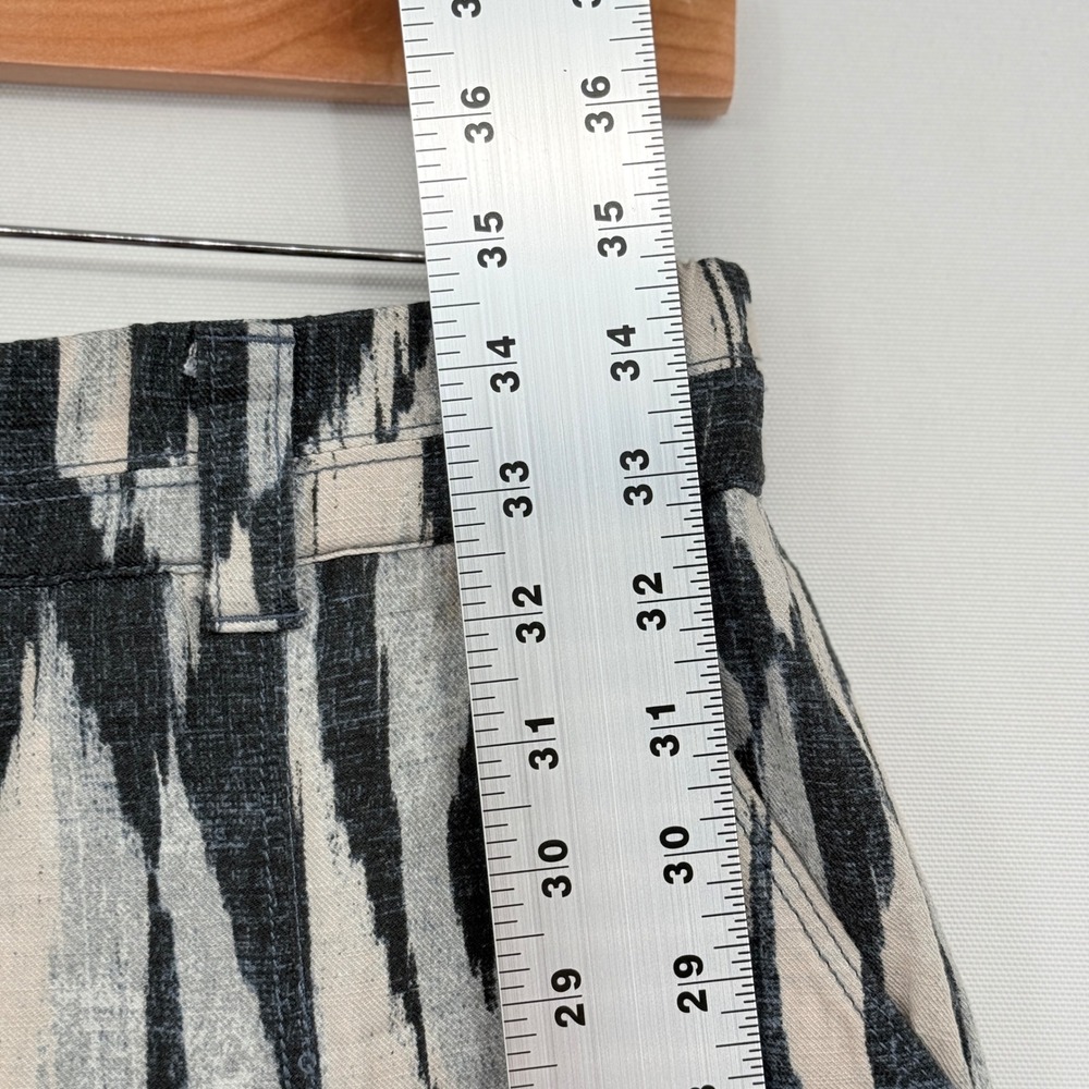 Democracy Wide Leg Crop Pants Womens Small Gray Ikat Boho Culottes Travel Flowy - Picture 4 of 11